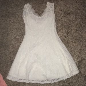 Lace V-neck flare dress